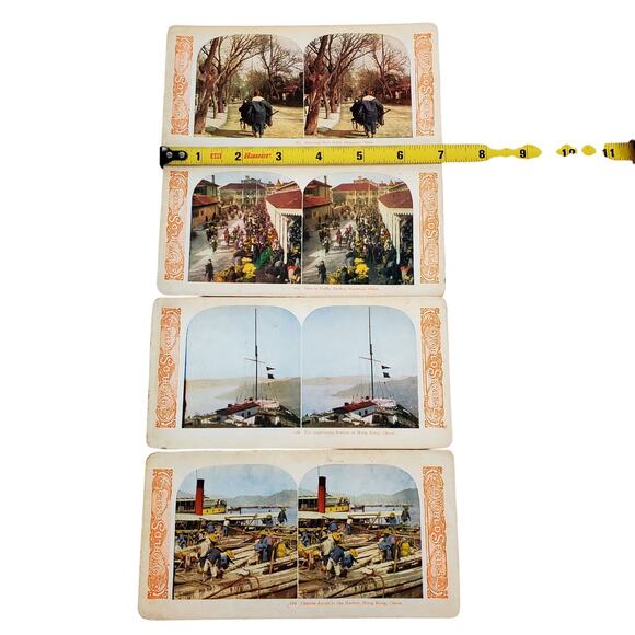 Antique World Series China Hong Kong Color Stereoview Lot of 4 Lighthouse - Picture 3 of 7